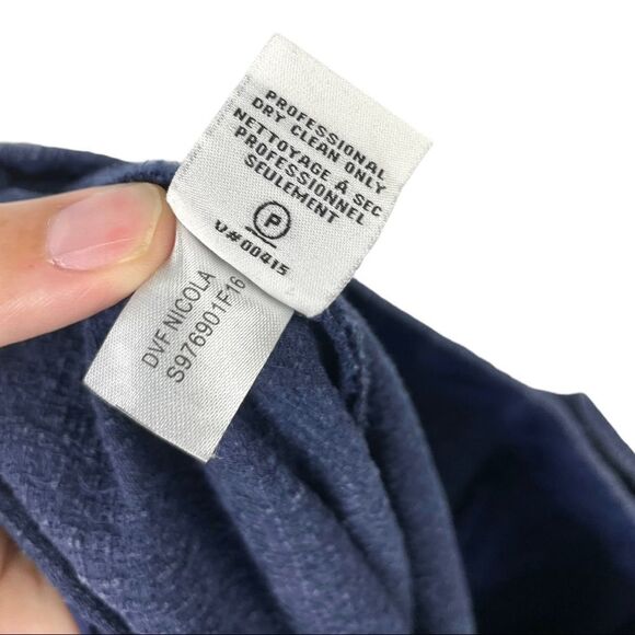 Dvf Diane Von Furstenberg Nicola Midnight Blue Wide Leg Pants Size 14 - Picture 8 of 9